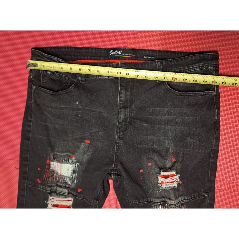 Switch Remarkable Black Jeans Bloody Distressed Ripped Goth Pants Size 40x32 Men - Picture 8 of 9